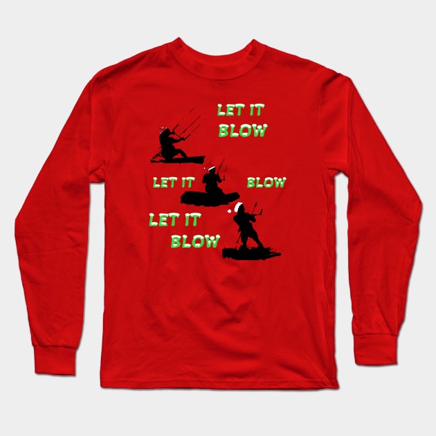 Festive Christmas Seasonal Holiday Kitesurfing 1 Long Sleeve T-Shirt by taiche